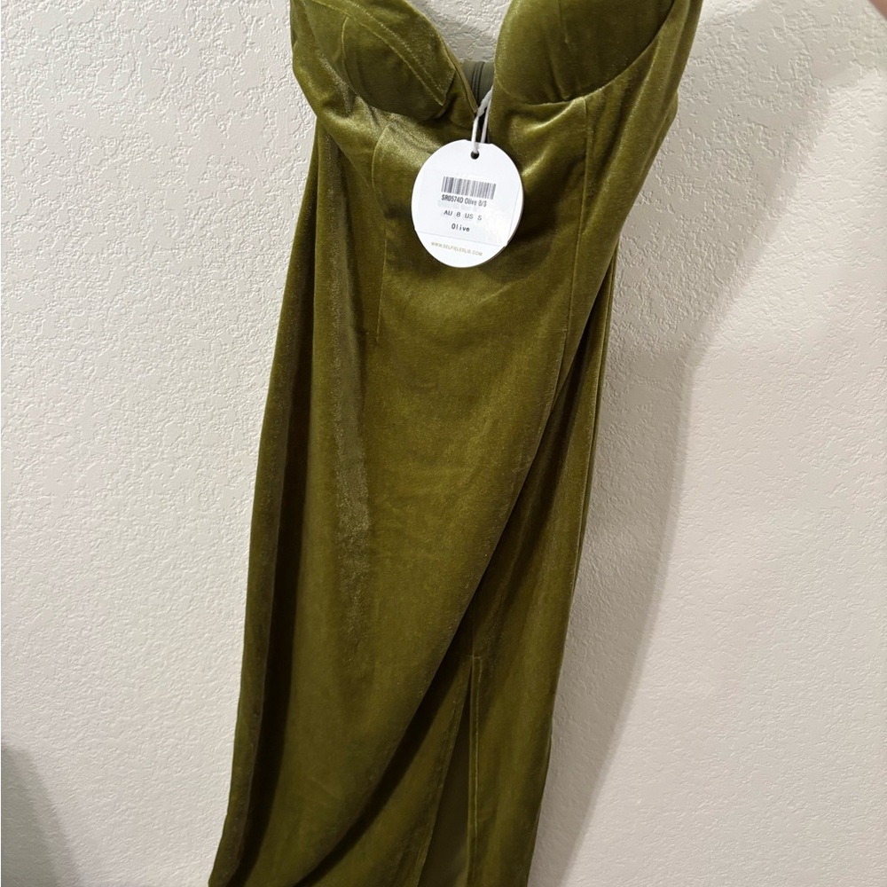 Elegant Olive Green Strapless Dress